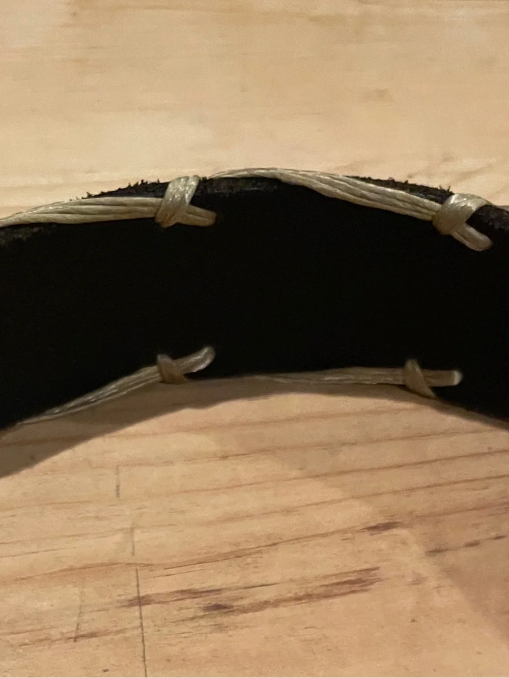 Lucky Brand Leathef VTG Black Brown Contrast Stitch Belt Rare EUC L XL